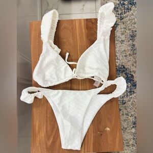 White bikini with ruffles